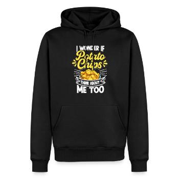 Je me demande si les chips pensent à moi bizarrement - Sweat à capuche Premium bio Homme - noir - Devant - Nico (187cm)