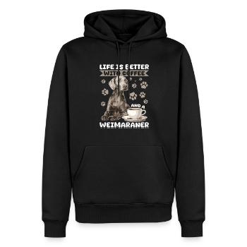 Funny Weimaraner Dog Life is Better with Coffee - Männer Premium Bio Hoodie - Schwarz - Vorne - Nico (187cm)