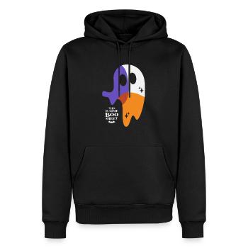 Boo Sheet Ghost - Funny Halloween - Men’s Premium Organic Hoodie - black - Front - Nico (187cm)