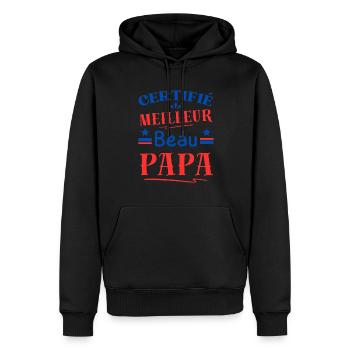 Certifié Meilleur Beau Papa - Sweat à capuche Premium bio Homme - noir - Devant - Nico (187cm)