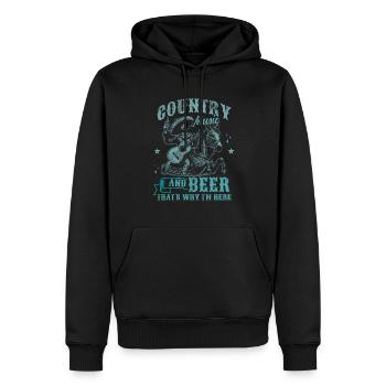 Country-Musik-Liebhaber, darum bin ich hier Country - Männer Premium Bio Hoodie - Schwarz - Vorne - Nico (187cm)