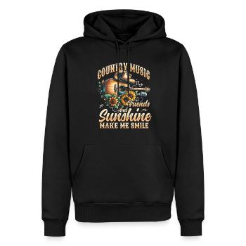 Amateur de musique country et sunshine musique country - Sweat à capuche Premium bio Homme - noir - Devant - Nico (187cm)