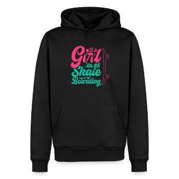 Skateboarding girl liebt Skateboarding Skaten - Männer Premium Bio Hoodie - Schwarz - Vorne - Nico (187cm)