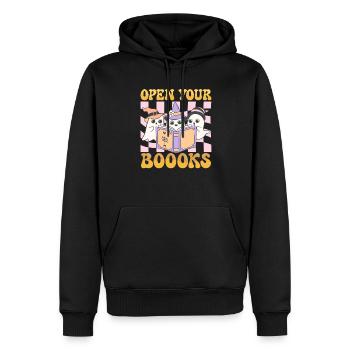 Livres d’Halloween, l’enseignant célèbre halloween - Sweat à capuche Premium bio Homme - noir - Devant - Nico (187cm)