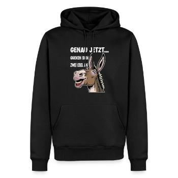 En ce moment, deux ânes se regardent - Sweat à capuche Premium bio Homme - noir - Devant - Nico (187cm)
