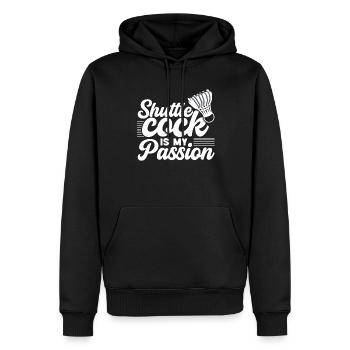 Joueur de badminton volant ma passion - Sweat à capuche Premium bio Homme - noir - Devant - Nico (187cm)