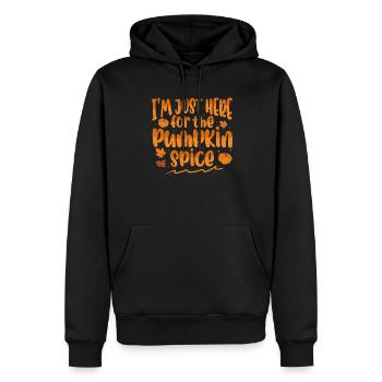 Juste ici pour l'épice de citrouille - Sweat à capuche Premium bio Homme - noir - Devant - Nico (187cm)