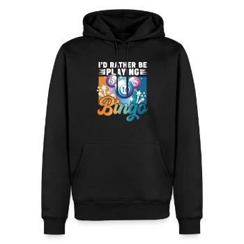 Joueur de bingo interrogez-moi sur la conception du bingo chanceux - Sweat à capuche Premium bio Homme - noir - Devant - Nico (187cm)