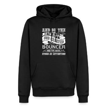 Bouncer God Created Bouncer - Men’s Premium Organic Hoodie - black - Front - Nico (187cm)