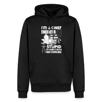 Chief Engineer I Cannot Fix Stupid - Men’s Premium Organic Hoodie - black - Front - Nico (187cm)