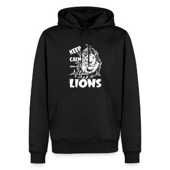 Lion Keep Calm And Love Lions - Men’s Premium Organic Hoodie - black - Front - Nico (187cm)