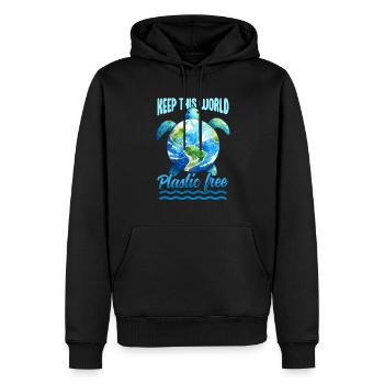 Tag der Erde 22. April Halten Sie die Welt plastikfrei - Männer Premium Bio Hoodie - Schwarz - Vorne - Nico (187cm)