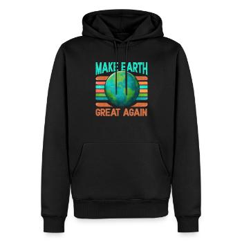Jour de la Terre 22 avril : rendre sa grandeur à la terre - Sweat à capuche Premium bio Homme - noir - Devant - Nico (187cm)