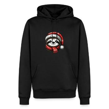 Weihnachtlicher Faultier Mit Weihnachtsmütze Und - Männer Premium Bio Hoodie - Schwarz - Vorne - Nico (187cm)