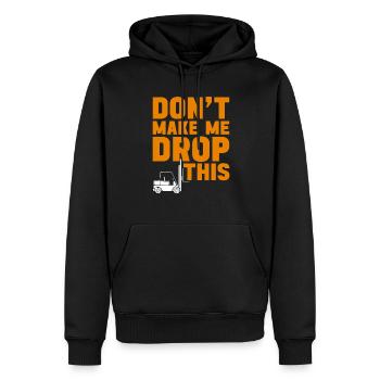 Gabelstaplerfahrer lass mich nicht komisch umfallen - Männer Premium Bio Hoodie - Schwarz - Vorne - Nico (187cm)