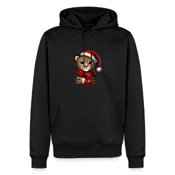 Bébé léopard de Noël avec écharpe et - Sweat à capuche Premium bio Homme - noir - Devant - Nico (187cm)