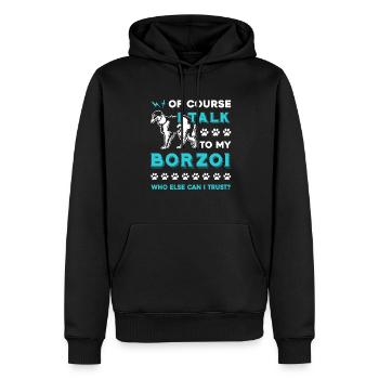 Borzoi I Talk To My Borzoi - Men’s Premium Organic Hoodie - black - Front - Nico (187cm)