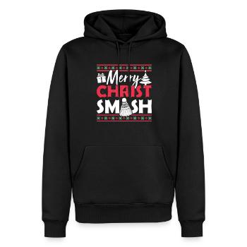 Christmas Badminton Merry Christ Smash - Men’s Premium Organic Hoodie - black - Front - Nico (187cm)