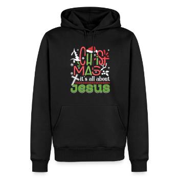 Christmas It's All About Jesus - Men’s Premium Organic Hoodie - black - Front - Nico (187cm)