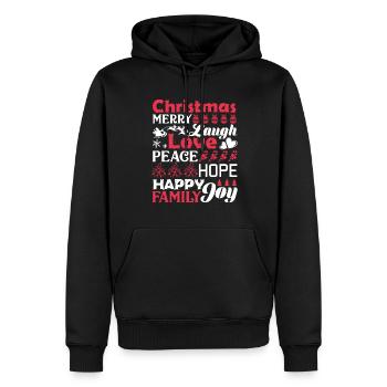 Christmas Christmas Words Laugh Peace Love - Men’s Premium Organic Hoodie - black - Front - Nico (187cm)