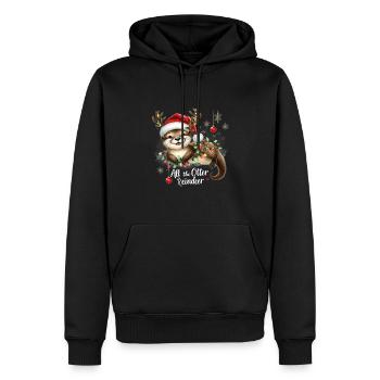 Weihnachtlicher Otter Mit Lichterkette Und - Männer Premium Bio Hoodie - Schwarz - Vorne - Nico (187cm)