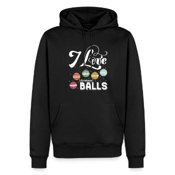 I Love Christmas Balls - Men’s Premium Organic Hoodie - black - Front - Nico (187cm)