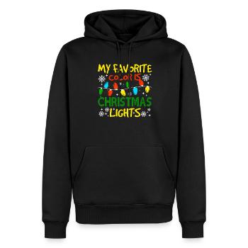 My Favorite Colors Is Christmas Lights - Men’s Premium Organic Hoodie - black - Front - Nico (187cm)