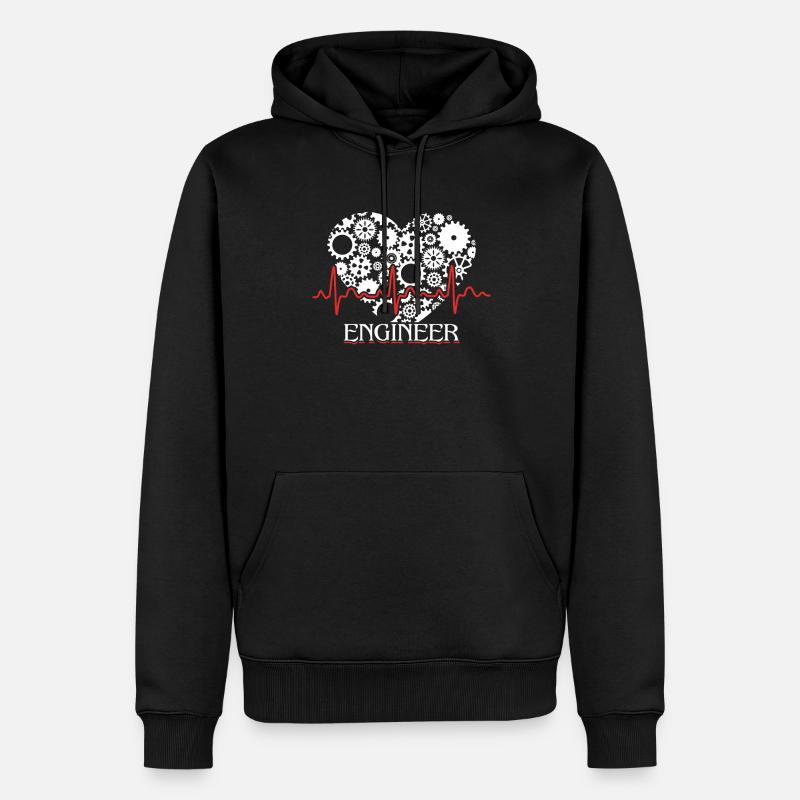 Engineer Engineer Heartbeat - Men’s Premium Organic Hoodie - black