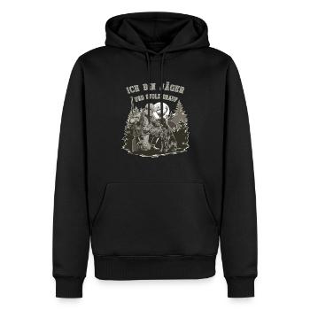 I'm a hunter and proud of this hunting scene with dog - Men’s Premium Organic Hoodie - black - Front - Nico (187cm)