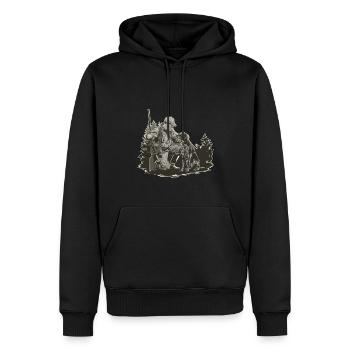 Jäger Mit Hund Im Wald Naturverbunden - Männer Premium Bio Hoodie - Schwarz - Vorne - Nico (187cm)
