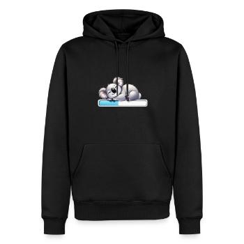 Mignon koala endormi avec barre de chargement - Sweat à capuche Premium bio Homme - noir - Devant - Nico (187cm)