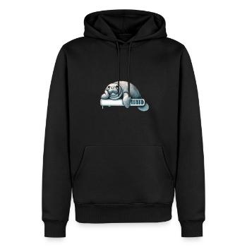 Lamantin paresseux douillet sur la barre de chargement - Sweat à capuche Premium bio Homme - noir - Devant - Nico (187cm)