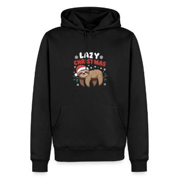 Entspannter Faultier Weihnachten Stimmung - Männer Premium Bio Hoodie - Schwarz - Vorne - Nico (187cm)
