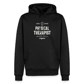 Genuine and Trusted Physical Therapist - Men’s Premium Organic Hoodie - black - Front - Nico (187cm)