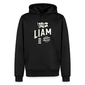 Team Liam Lifetime Member Personalized Name Liam - Men’s Premium Organic Hoodie - black - Front - Nico (187cm)