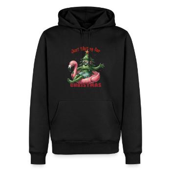 Entspannt Warten Auf Weihnachten Mit Flamingo - Männer Premium Bio Hoodie - Schwarz - Vorne - Nico (187cm)