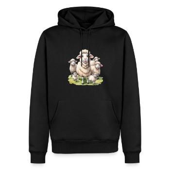Niedliche Schafe auf der Wiese - Männer Premium Bio Hoodie - Schwarz - Vorne - Nico (187cm)