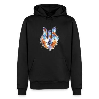 Funny Colorful Wolf Face - Men’s Premium Organic Hoodie - black - Front - Nico (187cm)