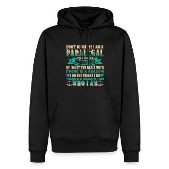 Paralegal Don't Judge Paralegal - Men’s Premium Organic Hoodie - black - Front - Nico (187cm)