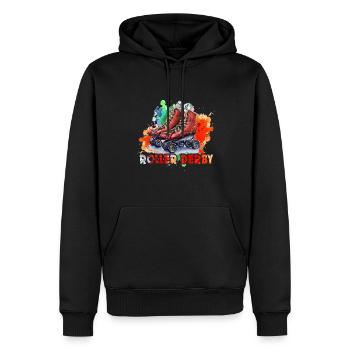 Funny Watercolor Roller Derby - Men’s Premium Organic Hoodie - black - Front - Nico (187cm)