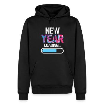 New Year Loading Happy New Year New Year's Eve - Men’s Premium Organic Hoodie - black - Front - Nico (187cm)