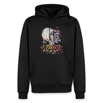 Cute Hippo Gifts - Men’s Premium Organic Hoodie - black - Front - Nico (187cm)