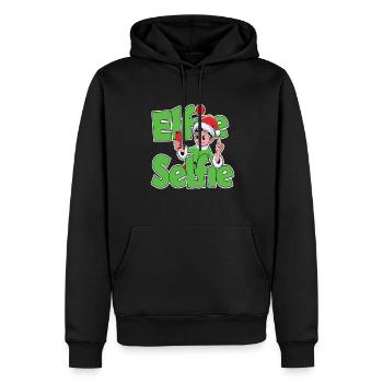 Elfie Selfie Lustiger Weihnachts-Elf - Männer Premium Bio Hoodie - Schwarz - Vorne - Nico (187cm)
