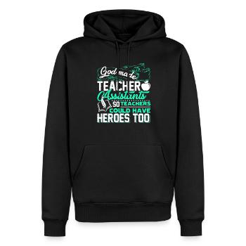 God Made Teacher Assistant - Men’s Premium Organic Hoodie - black - Front - Nico (187cm)