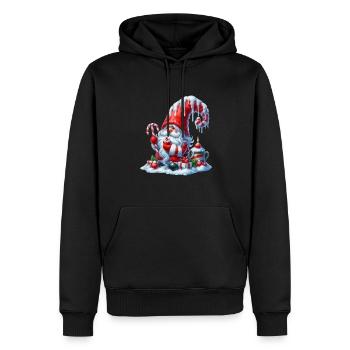 Nain de Noël avec canne à sucre et bougie - Sweat à capuche Premium bio Homme - noir - Devant - Nico (187cm)