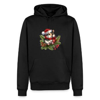 Mignon hamster de Noël avec chapeau - Sweat à capuche Premium bio Homme - noir - Devant - Nico (187cm)