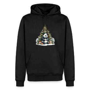 Niedlicher Panda Mit Weihnachtsbaum Und Geschenken - Männer Premium Bio Hoodie - Schwarz - Vorne - Nico (187cm)