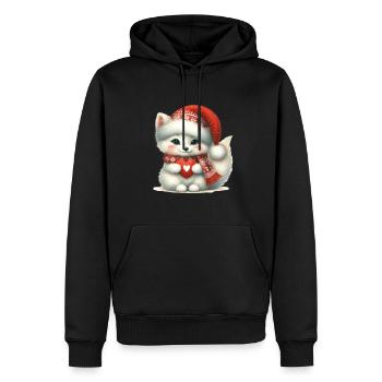 Niedlicher Weihnachtsfuchs Mit Herz - Männer Premium Bio Hoodie - Schwarz - Vorne - Nico (187cm)