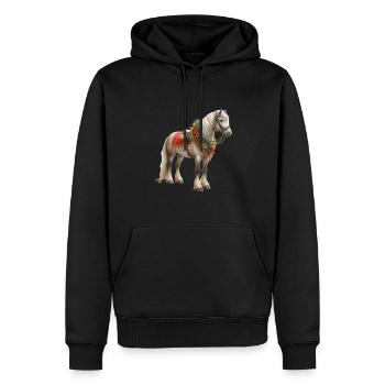 Weihnachtspferd Mit Festlichem Zaumzeug - Männer Premium Bio Hoodie - Schwarz - Vorne - Nico (187cm)