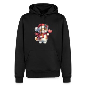 Niedliches Weihnachtskätzchen mit Geschenk - Männer Premium Bio Hoodie - Schwarz - Vorne - Nico (187cm)